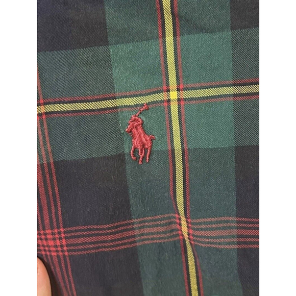 Vintage Ralph Lauren Size Large Green Tartan Plaid Button Down Shirt Classic Fit - Picture 6 of 6